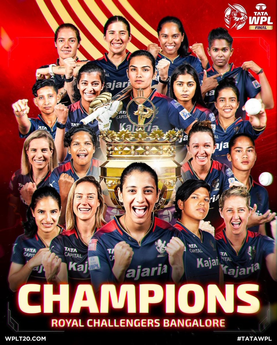 mahiikp28's tweet photo. Not just champions, they made millions of people wishes come true! A joy of tears since 17 years! Thanks for making it real you super women! ಈ ವರ್ಷ ಕಪ್ ನಮ್ದೆ ಗುರು! ❤️ @RCBTweets #rcb https://t.co/I7NrJbpwHF