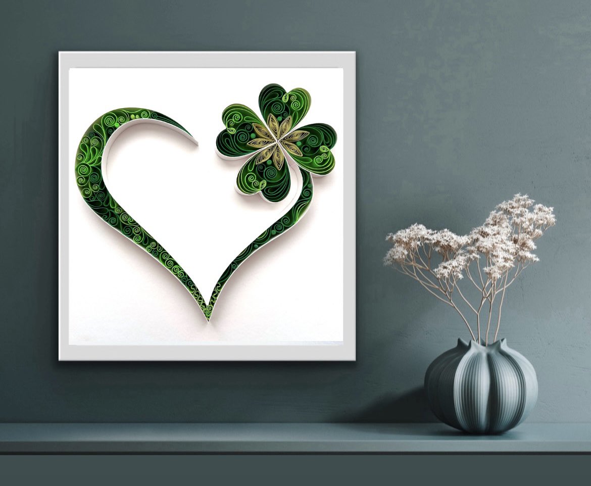 Get into the St. Patrick’s Day spirit with the Clover Heart,a quilled masterpiece capturing the essence of luck and joy. Adorned in green hues and framed elegantly, it’s a charming addition to your celebrations.
#cloverheart #quillingart #quillingcreations #StPatrickDay