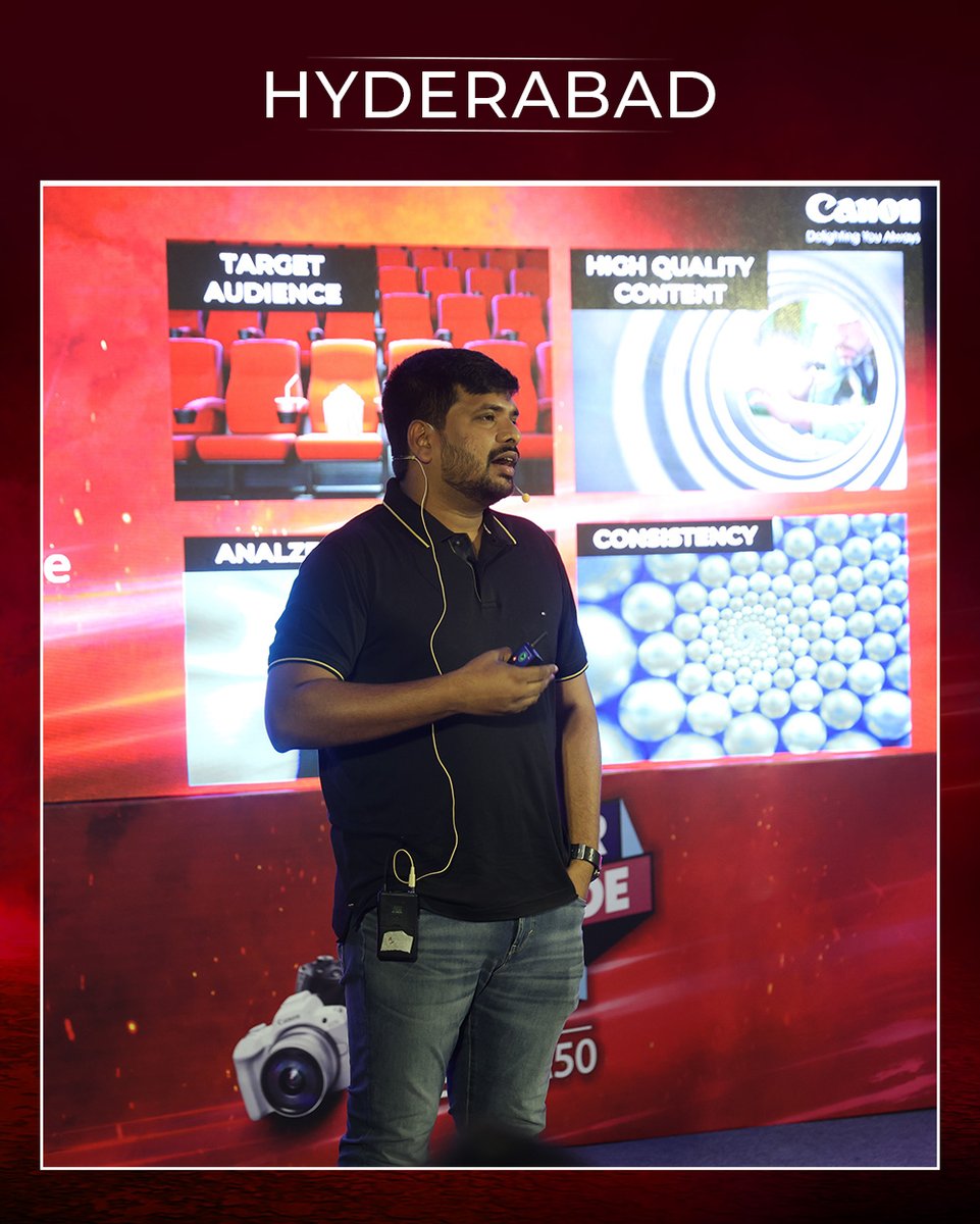 Canon_India's tweet photo. EOS R50 #CreatorModeOn Meet 2024 Edition

Held in Chennai | Dehradun | Hyderabad, aimed at empowering creators in their journey of creation!

Here’s a sneak peek of all the action and fun at the EOS R50 events.

Special thanks to the duo of Rebecca Roy & Gowthaman Ilambarathi, along with Ankit Kumar and Rakesh Pulapa for enriching the vlogger community with their priceless experience.

Next stop RANCHI! See you soon!

#ClickwithCanon #CANwithCanon #CreatorModeOn #ShootShareTrend #EOSR50 #DelightingYouAlways #CanonIndia #Chennai #Dehradun #Hyderabad