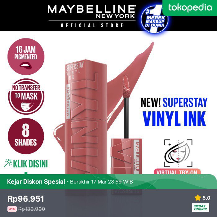 77rb pakai kode GLOW24DM

Maybelline Vinyl Ink Irrestible 
tokopedia.link/iMgE8tQ2rHb