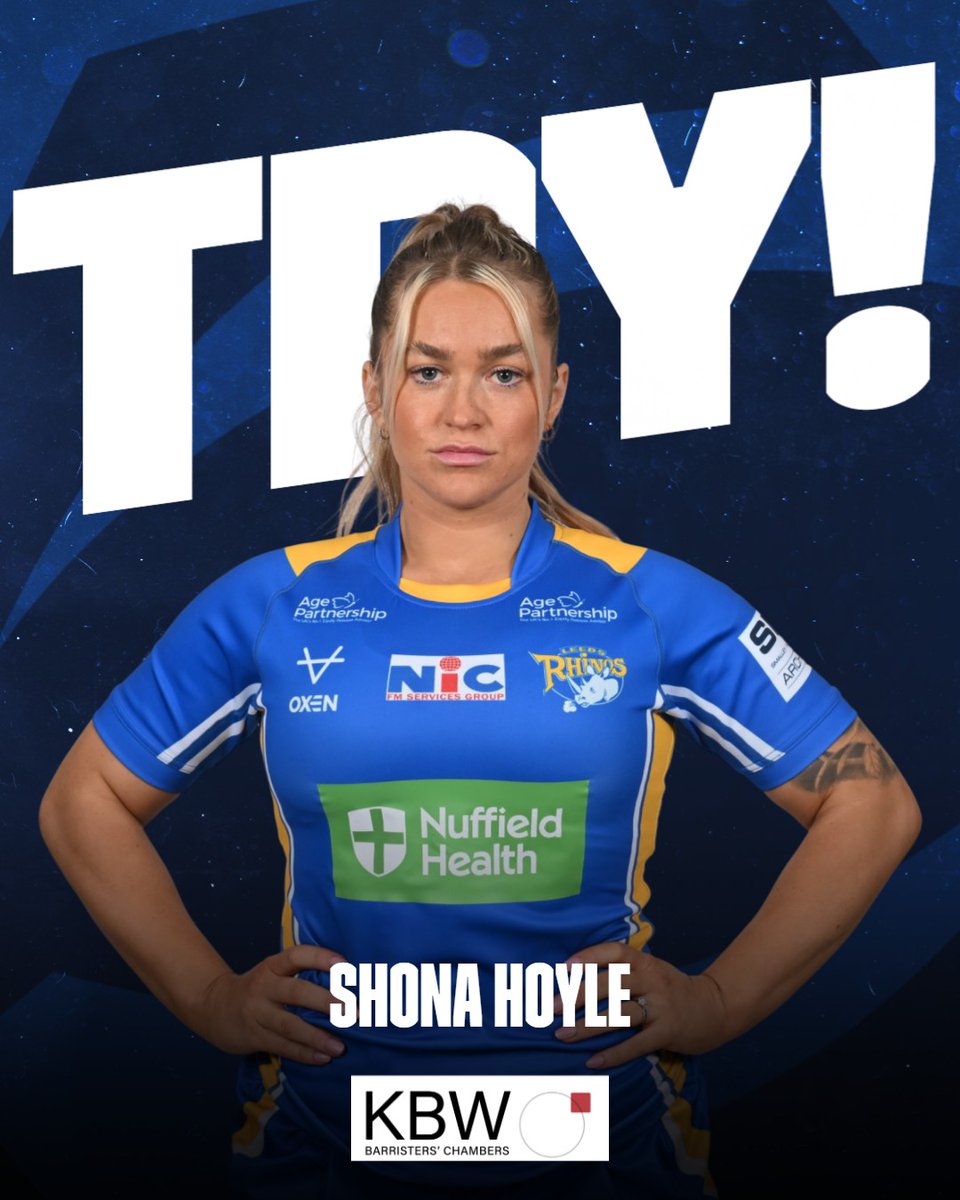 53' Debut try for Shona Hoyle who slides through the defence after her a good break from Caitlin Casey. Leigh Leopards 4 - 36 Leeds Rhinos Women