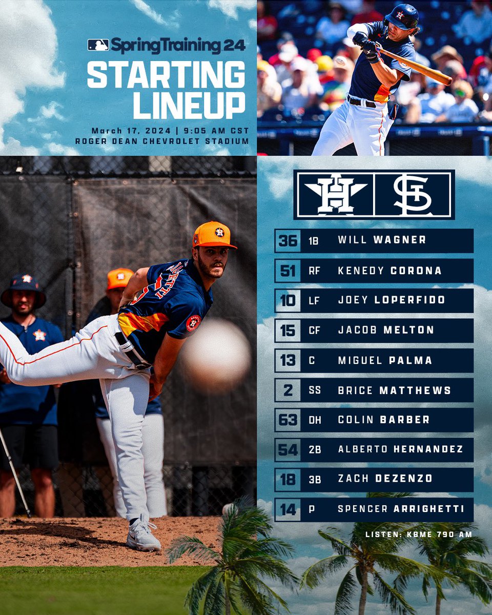 astros's tweet image. Time to shine lil’ Stars🌟 #SpringBreakout 

⏰: 9:05 AM (CST)
👂: KBME 790 AM