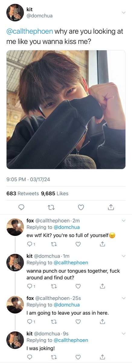 yearnjungwon's tweet photo. "fri(end)s" a #svnwon π au where in
they say exes can't be friends, but fox and kit are the exception.
well, there's a bit of a flaw and some kind of messed-up calculation; somehow, they still can't keep their hands to themselves. https://t.co/XsdgLlE2ft