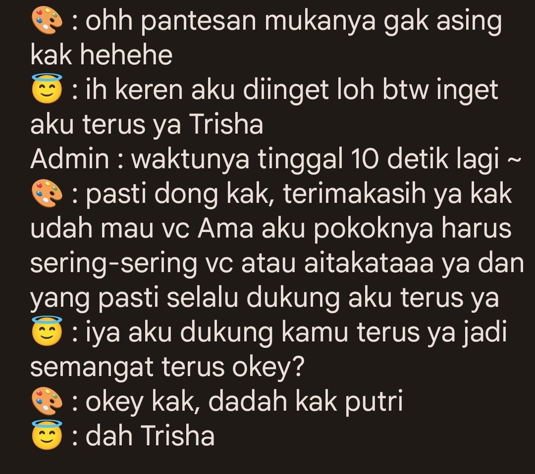 PutriHa92404448's tweet photo. Percakapan vc dengan dede Trisha btw Terimakasih vc shonichi nya 🫶🥰 semangat terus ya kamu @JTrisha_JKT48 @trishairs_ofc
#onlytrisha https://t.co/usojJ2JFPw
