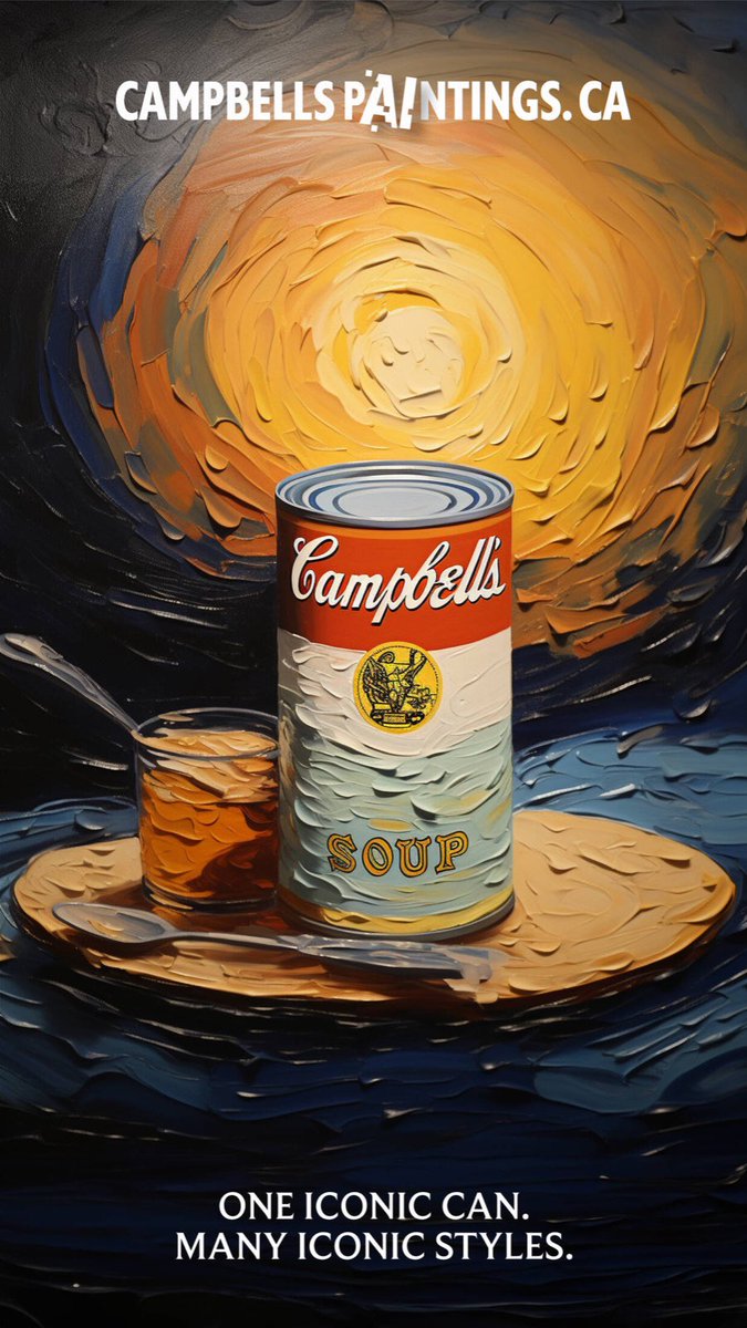 PubliRules's tweet photo. Campbell Company of Canada está poniendo la IA en pAIntings con su última campaña de marketing destinada a ayudar a modernizar su icónica lata de sopa condensada roja y blanca. https://t.co/HMDOevYqBH