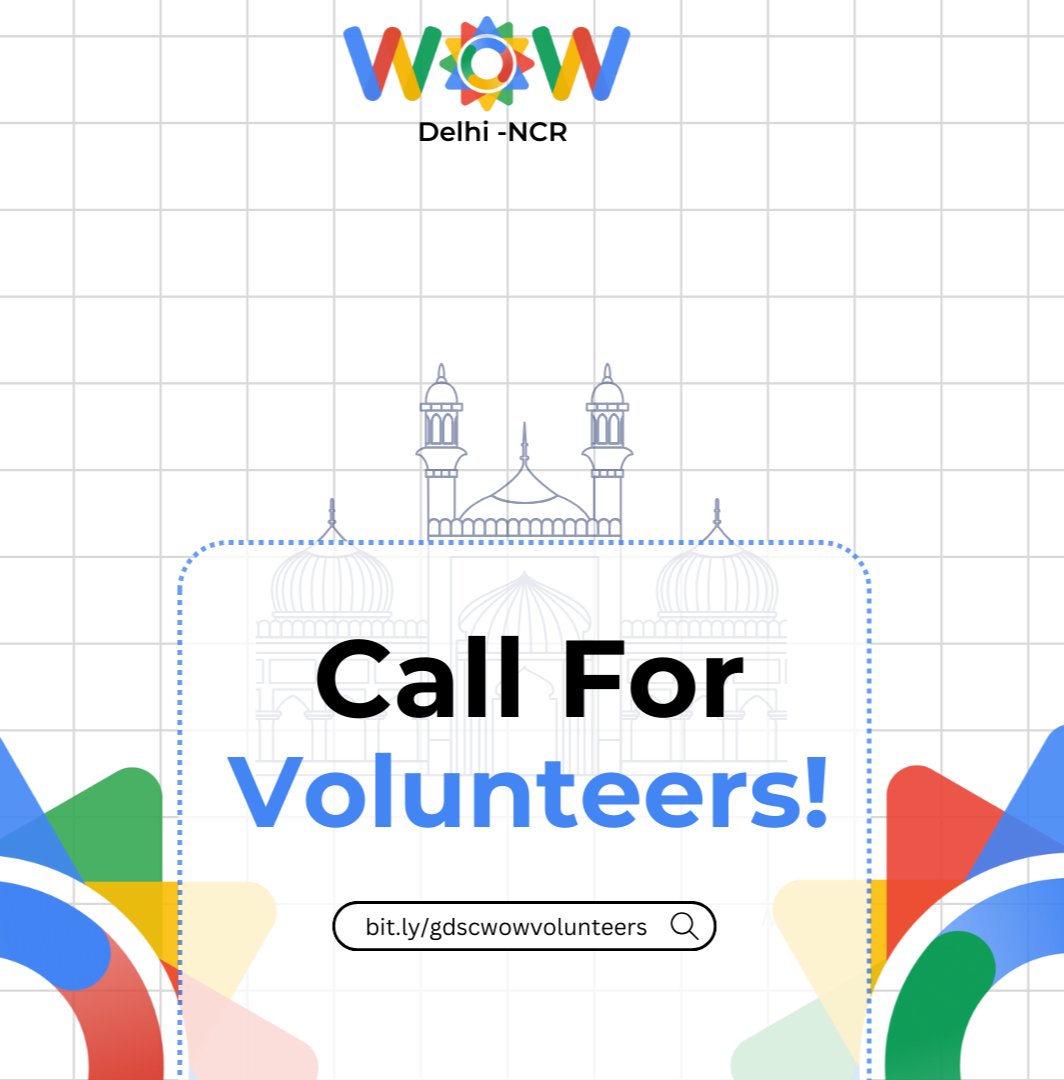 doingwow's tweet image. 📢 Calling all passionate individuals to spice up the spirit of GDSC WOW Delhi-NCR&apos;24!🚀

We&apos;re on the lookout for all vibrant souls out there to join us as volunteers and make this event unforgettable! ✨