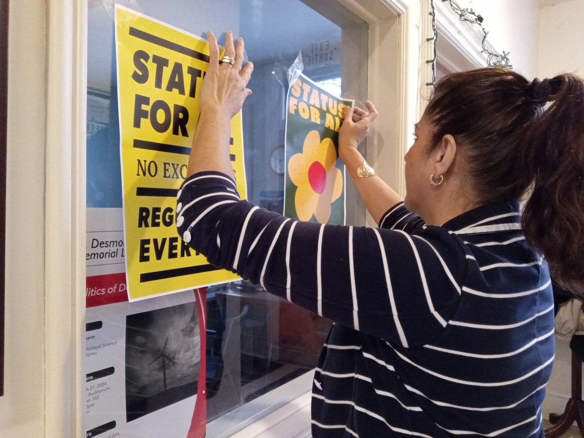 MWACCanada's tweet photo. 📢 It's almost time & we are getting ready! In just 16 minutes at 11 Am, we'll be kicking off #MigrantSpring at Conserver House, 180 Saint John St., Fredericton. Join us as we #UniteAgainstRacism and demand #StatusForall. United We Are Stronger! Join us!🌺@MigrantRightsCA. https://t.co/7eFiuNkKBy