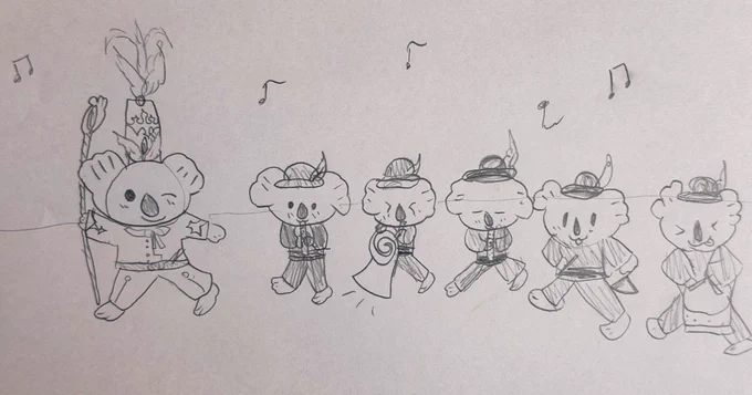 塾終わりにサラサラっと描いてた長女(8)の落書きコアラのマーチだそう 