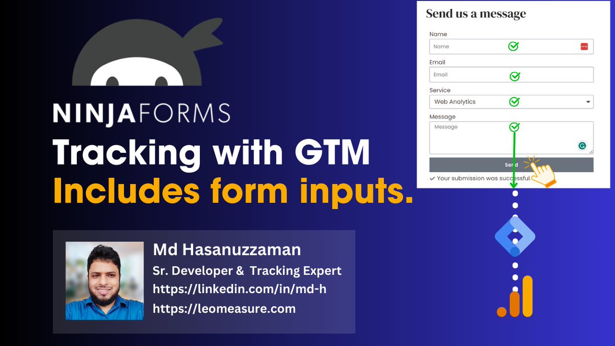 Shozib1's tweet photo. WordPress Ninja Form tacking with Google Analytics. 
Updated tracking code included which can help you to track Ninja form and form's inputs values.

https://t.co/jqOvgQfe4k

#WordPress #NinjaForm #ConversionTracking #ga4 #gtm #technicalanalysis https://t.co/4xZeZVM4wE