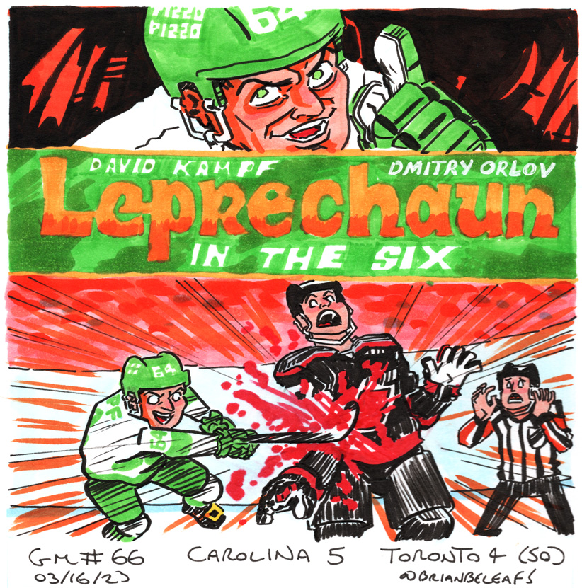 BrianBeLeafs's tweet photo. Game #66. Carolina 5 V Toronto 4. SO #TorontoMapleLeafs #LeafsForever #LeafsNation #GoLeafsGo #hooking #Leprechaun #leprechauninthehood #DavidKampf #DmitryOrlov #Dive #embellishment #PK https://t.co/GoNuOEyATF