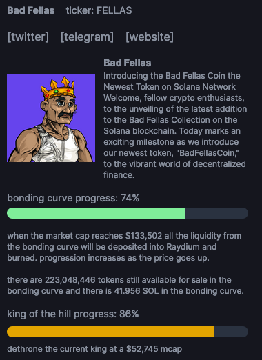 badfellasnft's tweet photo. Bad Fellas
Ticker: FELLAS
Market cap: $31,509.556
Virtual liquidity: $27,404

$FELLAS @pumpdotfun 

https://t.co/W3HHQuBf1X https://t.co/5rL25IPFmN