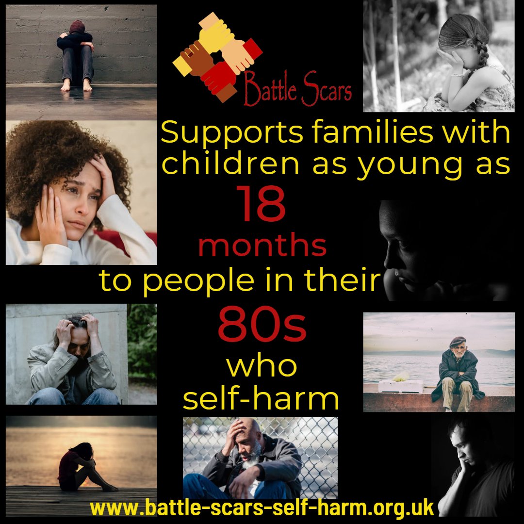 BattleScars_SH's tweet photo. Battle Scars supports families with children as young as 18 months to people in their 80s who self-harm. https://t.co/R92kcQ4rve
#BreakingTheSelfHarmStigma #WeAreBattleScars https://t.co/Uv3nmzSwFp
