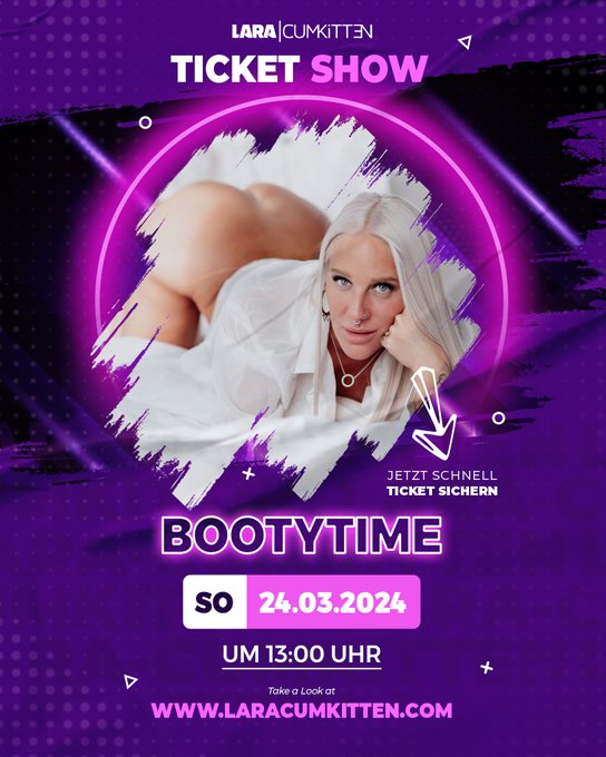 🌟🎉 Save the Date! N&auml;chsten Sonntag ist meine Bootytime Show! 🎉🌟 Sichere dir jetzt schon dein GRATIS-Ticket<a href="/tag/ticketshow"class="tags"><span>#ticketshow</span></a><a href="/tag/laracumkitten"class="tags"><span>#laracumkitten</span></a><a href="/tag/tarafun"class="tags"><span>#tarafun</span></a>