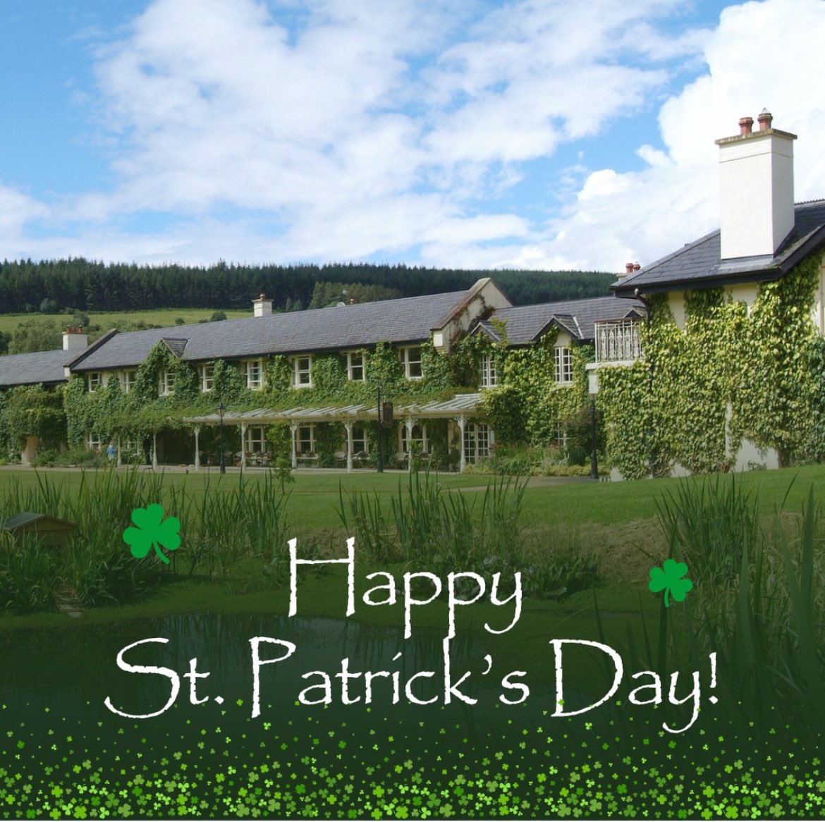 Macreddin's tweet photo. Wishing all our friends, family, neighbours and colleagues a Very Happy St.Patrick’s Day from all the Crew at BrookLodge &amp; Macreddin Village ☘️ #HappySaintPatricksDay #BankHolidayWeekend #BrookLodge #MacreddinVillage #Wicklow https://t.co/YfRxIZGjzV