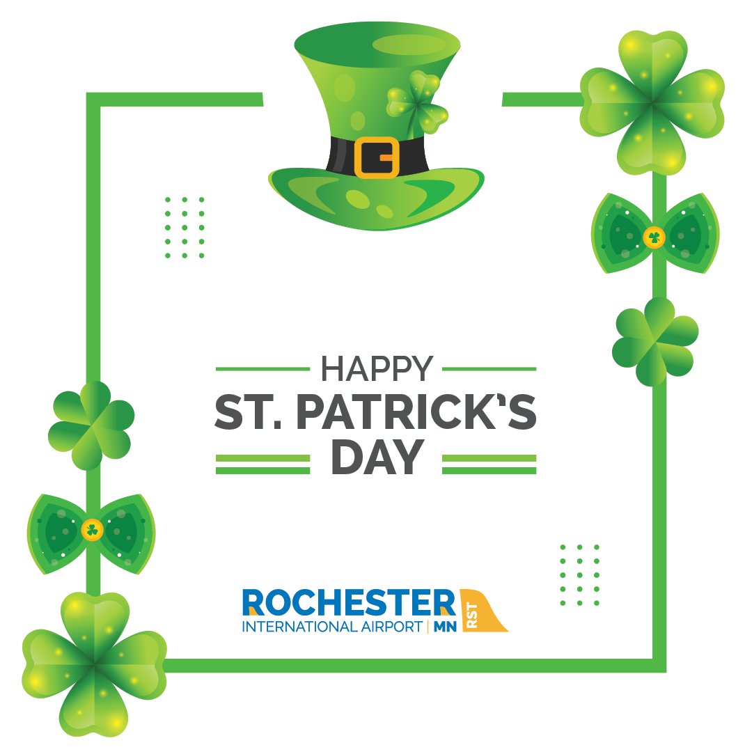 🍀 Happy St. Patrick's Day! May your day be filled with luck, laughter, and lots of green! 🌈 💚 #StPatricksDay #LuckOfTheIrish #FlyRST #FlyLocal