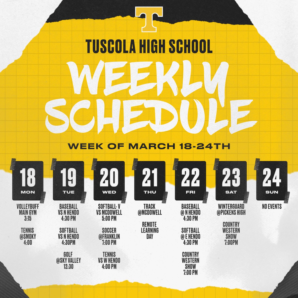 Tuscola High School (@thsmounties) on Twitter photo Weekly Schedule March 18-24th! Go Mounties!
<a href="/Chris_Womack/">Chris Womack</a>, <a href="/mountaineersprt/">The Mountaineer Sports</a>, <a href="/TheBigTClub/">Big T Club</a> Weekly Schedule March 18-24th! Go Mounties!
<a href="/Chris_Womack/">Chris Womack</a>, <a href="/mountaineersprt/">The Mountaineer Sports</a>, <a href="/TheBigTClub/">Big T Club</a>