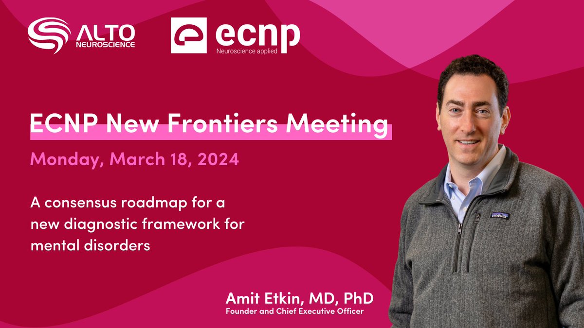 This year's ECNP New Frontiers Meeting will feature our CEO @AmitEtkin discussing the rationale & impact of a new diagnostic framework based on a biological approach to understanding #neuropsychiatric diseases. Learn more about his presentation: brnw.ch/21wHX22 #ECNP2024