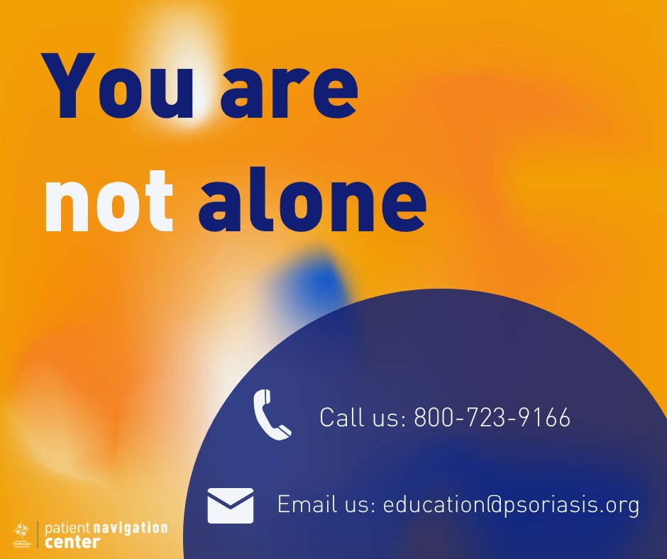 We are here if you need us 🧡💜 Our patient navigators are here to help you navigate your journey with psoriatic disease. Call, email, or head to our website: psoriasis.org/navigationcent…