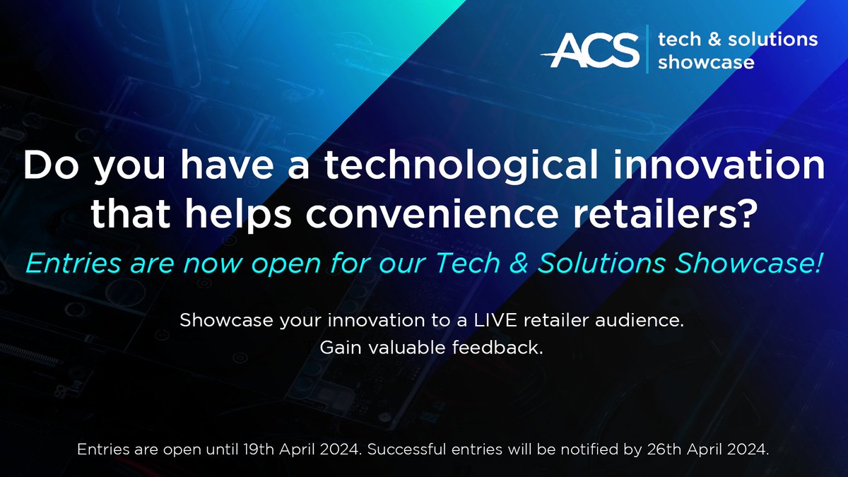 Be part of the 2024 Technology and Solutions Showcase on June 4th in Manchester, with leading retailers and suppliers to the convenience sector. Find out more here: acs.org.uk/news/entries-n…