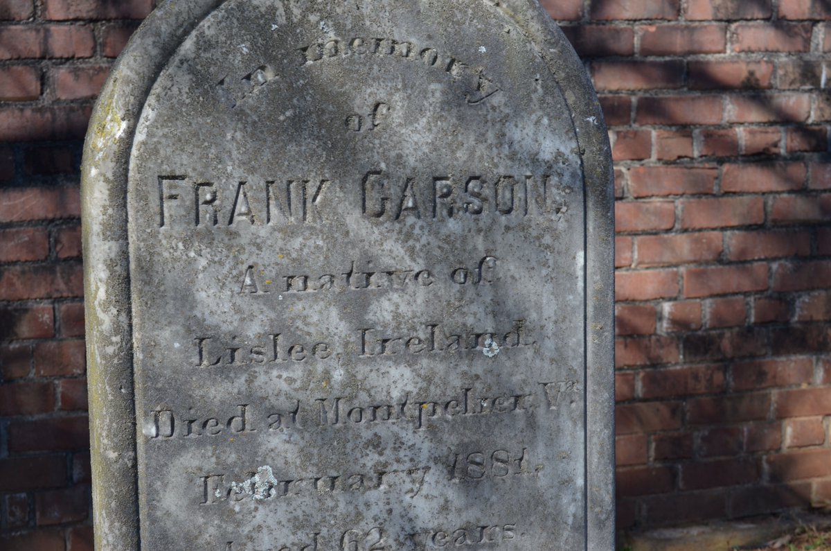 (3/3) Frank died in 1881 and was buried at Montpelier. His is the only headstone in the Madison #cemetery that belongs to someone outside the family, and identifies him as 'A native of Lislee, Ireland.' (Lislee is in County Cork.)

#MyMontpelier #VAFoothills #LoveVA