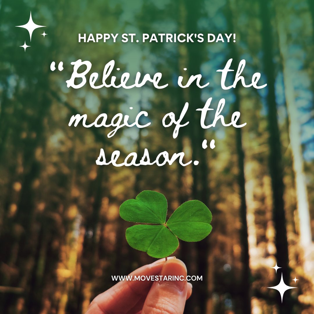 movestarinc's tweet image. 🍀 Happy St. Patrick's Day from all of us at MoveStar! 🌈 May your day be filled with luck and laughter as you celebrate with friends and family.

#StPatricksDay #LuckOfTheIrish #MoveWithMoveStar