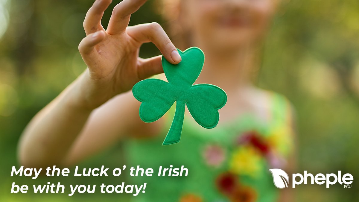 pheplefcu's tweet photo. May the Luck o' the Irish be with you today! Happy St. Patrick's Day from Pheple FCU! ☘️🌈 https://t.co/uivwUJiq54