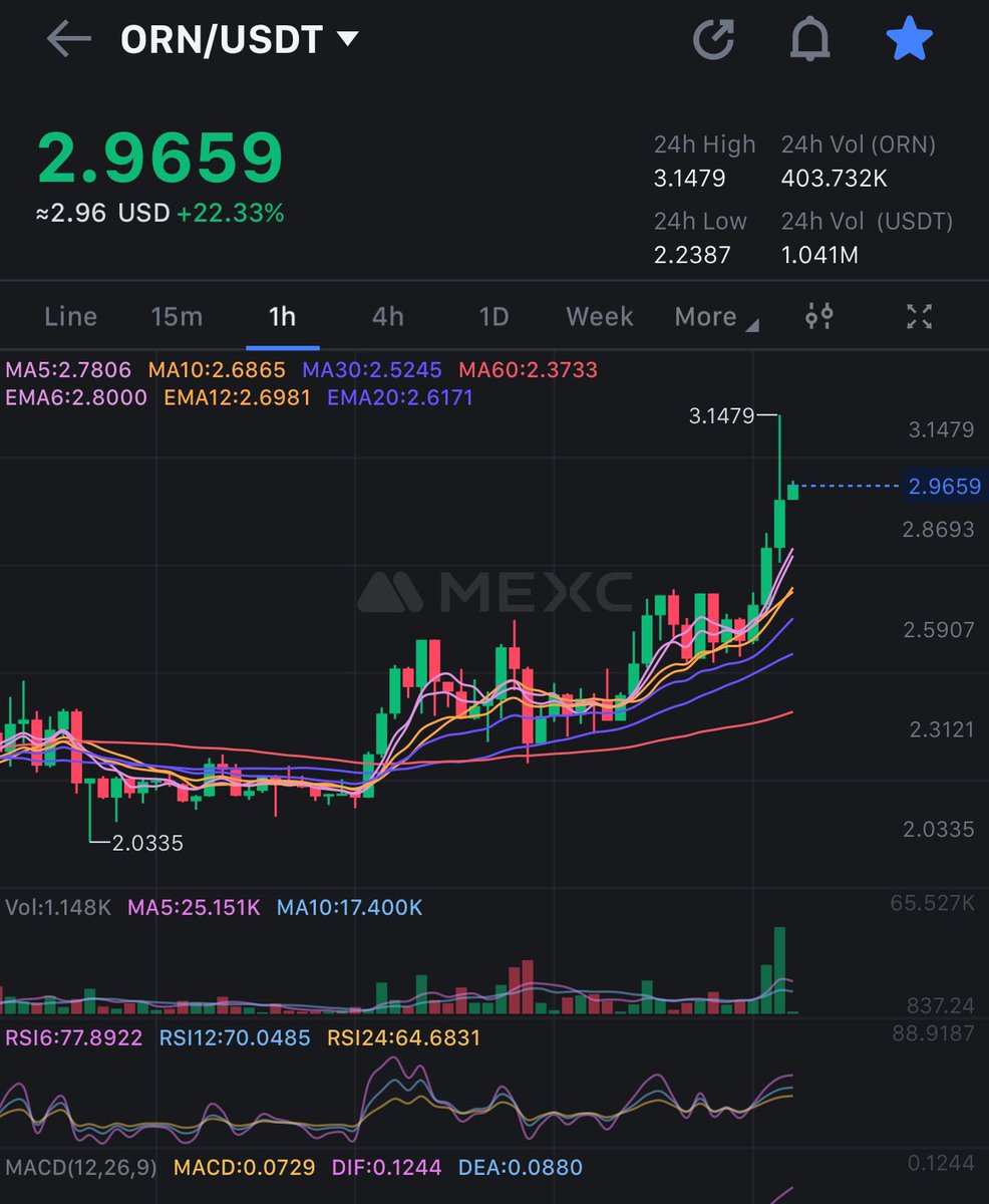 itsmeyako's tweet photo. Guess who bought the $ORN dip and it’s 50% up 🫡 https://t.co/gsj2YvbFvQ