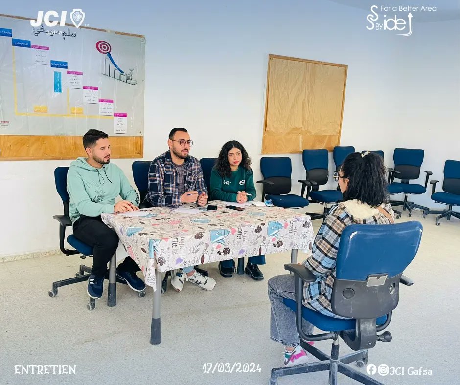 JCI_GAFSA's tweet photo. La Jeune Chambre Internationale de Gafsa a organisé sa journée de recrutement le dimanche 17 mars 2024 💙✅
#JCI_Gafsa
#JCET2024
#Zone_D #JCI_TUNISIE
 #41stAnniversary https://t.co/kFTfULKV9i