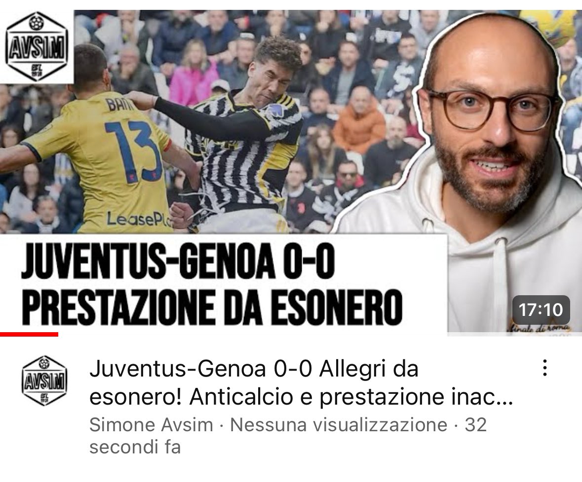 Gabriele40004's tweet image. Disse: “Non guarderò più una partita della Juventus, non farò più post partita” Coerenza 0. Ah si sa il motivo, perché senó non arriva a fare 3 mila visualizzazioni ad altri video normali. #Avsim #Juventus