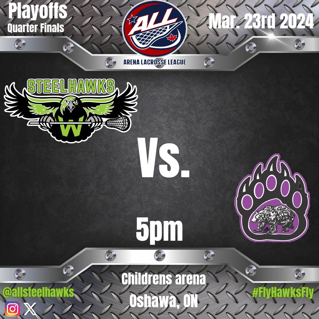 Our next home game is this Saturday. #Hawks #whitby #steelhawks #flyhawksfly #arenalacrosseleague