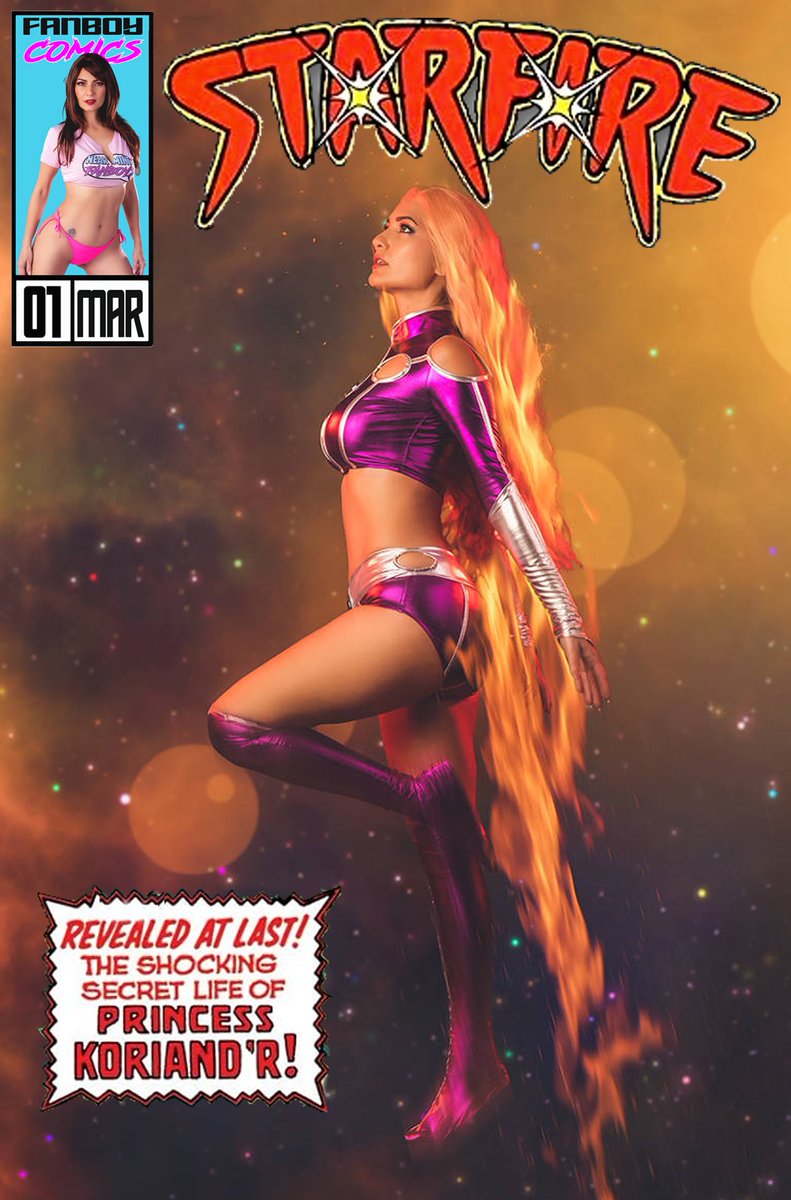 NearMintFanboys's tweet photo. Starfire comic book cover inspired by @IvyCosplay and edited by co-host @NetNardo! Who's a #DCComics character you'd like to see Ivy cosplay that she hasn't done yet? 💫🔥

#Starfire #TeenTitans #NMFB 
#IvyCosplay #NearMintFanboys 
#WhoShouldIvyCosplay
#Cosplayer #CosplayBabe https://t.co/InzeFeKtCa