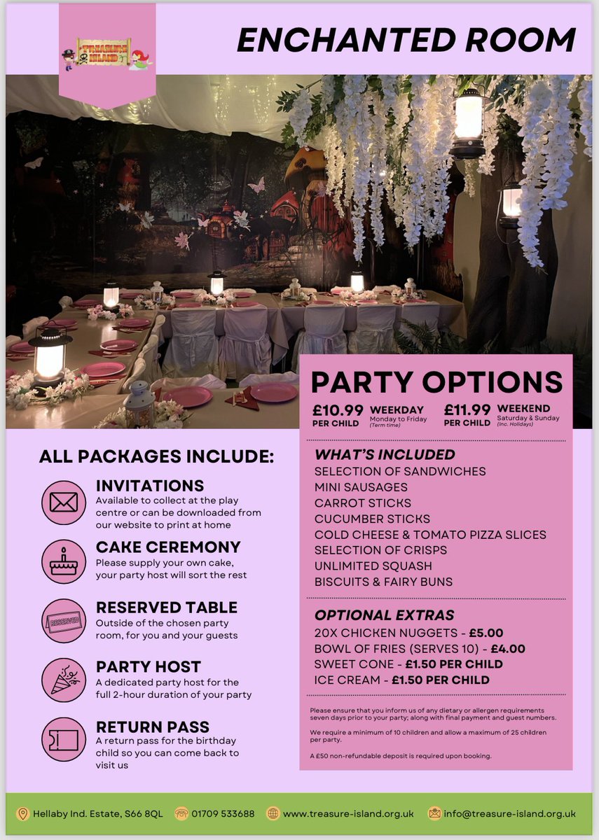 Treasure_Play's tweet photo. Get your parties book with us at Treasure Island, call us on 01709 533688 or book online 🏝️ https://t.co/E04aK4FbjR