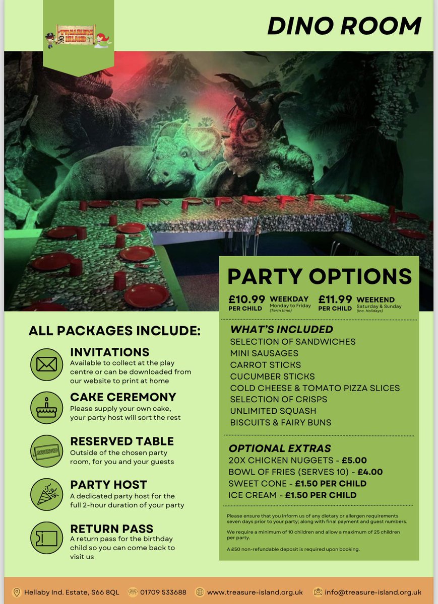 Treasure_Play's tweet photo. Get your parties book with us at Treasure Island, call us on 01709 533688 or book online 🏝️ https://t.co/E04aK4FbjR