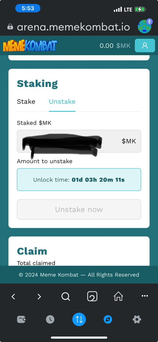 hydrogod01's tweet photo. This is just to show any that’s looking Meme Kombat is totally LEGIT I did find the staking count down clock and were to unstake your tokens when they are available, I’ve posted other pics to show different time on the countdown unstake MK clock https://t.co/qRJcB4gvXq