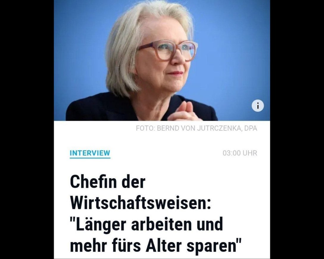 Alle verhassten Boomer sollen länger arbeiten, sonst fehlt das Geld zum verteilen. Die Ausgleichsmigration funktioniert nicht, deswegen wird nach noch mehr Migranten gerufen. Alles hilft nichts, wenn keiner die Ausgaben erwirtschaften will ?!?