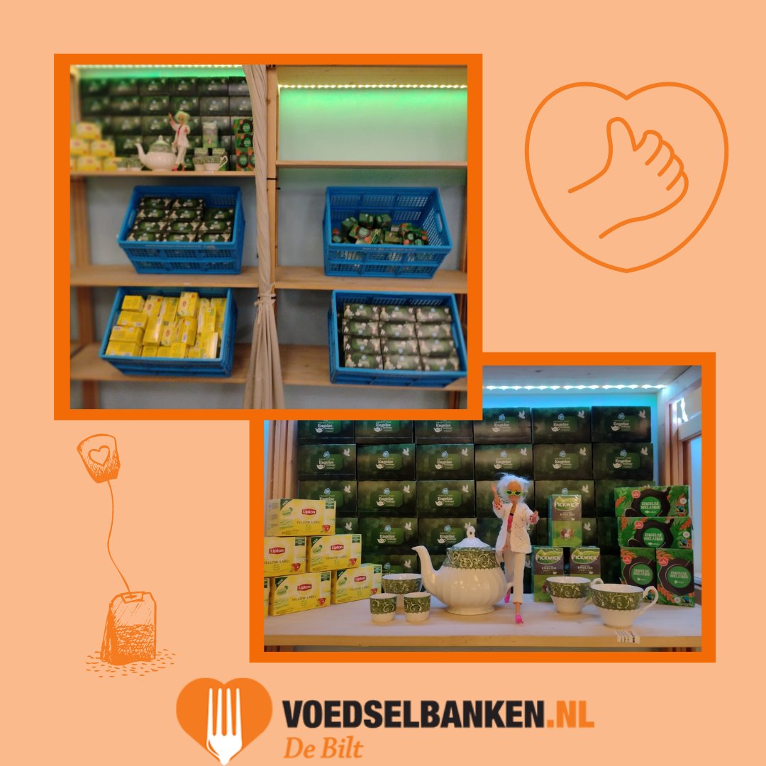 Één van onze vaste donateurs is een (anonieme) vrouw uit Bilthoven. Komen we een bepaald artikel tekort? En berichtje naar haar is voldoende om een aanvulling te krijgen. Afgelopen week kregen we 180 pakjes Engelse melange thee van haar. Bedankt!

#voedselbank