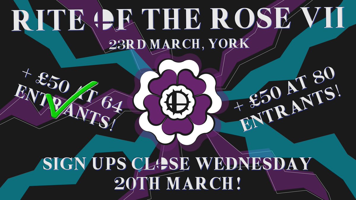 RotR VII has stormed past 64 entrants so we've added an extra £50 to the prize pot! If we can get to 80 sign ups before they close on Wednesday then we'll add another £50! Make sure to get in before we cap!
🌹start.gg/rite-of-the-ro…