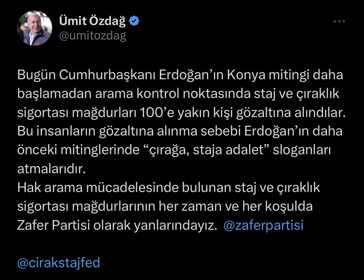 Cumhurbaşkanı Erdoğan’ın Konya Mitinginde Tutuklanan Çıraklık Sigortası Mağdurlarına Destek Olmak Amacıyla Şehit Topel Karakolundayız. @zaferpartisi @umitozdag @omerfarukerd