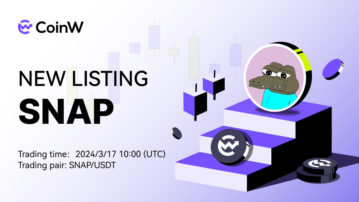 🚨 #CoinW Listing Alert! $SNAP @COCOSNAPONSOL has been Initially Listed on 17th March 2024, 10:00 UTC. 🔥 Join the SNAP Bounty Program and share a $5,000 reward! 🔥 📚 #Meme coins issued by artist Kero on the #Solana blockchain. Learn more: coinw.zendesk.com/hc/en-us/artic…