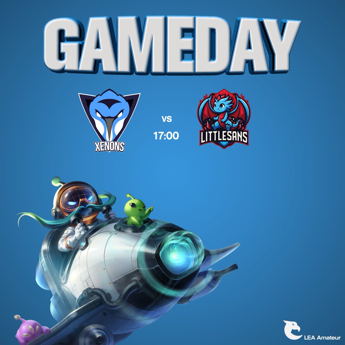 𝗗𝗜𝗔 𝗗𝗘 𝗣𝗔𝗥𝗧𝗜𝗗𝗢

Que si que ya sabemos que hay un Atleti - Barça esta noche, pero vamos al partido importante no!?😜

🏆 <a href="/LEAmateur_/">LEA</a> - División 3 - Jornada 5
🆚 <a href="/TheXenons/">Xenons #XENWIN 🐧</a> 
⏰ 17:00
📺 /LittleSansTeam