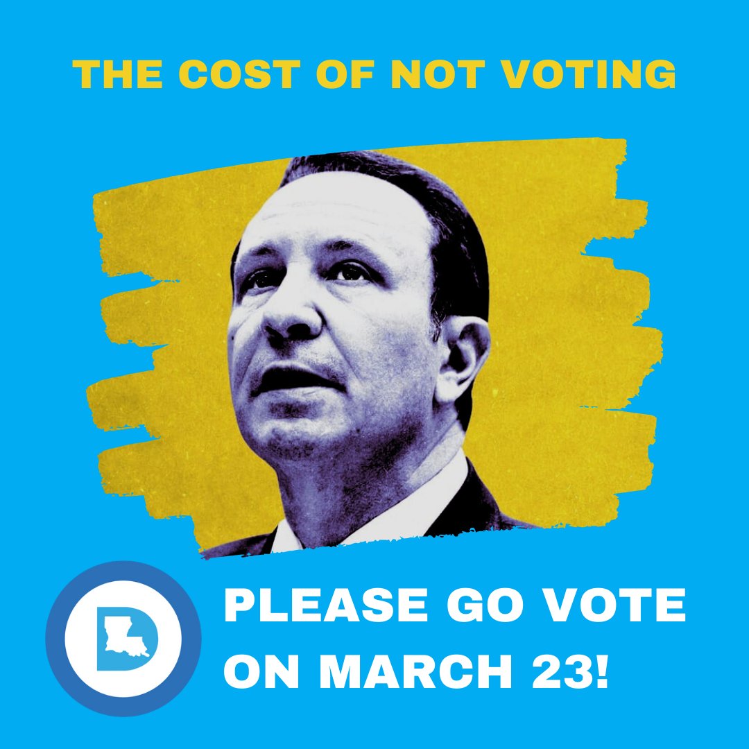 Attn: Louisiana Democrats. Only 75.7k of you voted early in this Primary vs 118k in 2020. The future of our State Democratic Party is on the ballot. Help get out the vote on Election Day by posting that you voted and encouraging others to do the same.