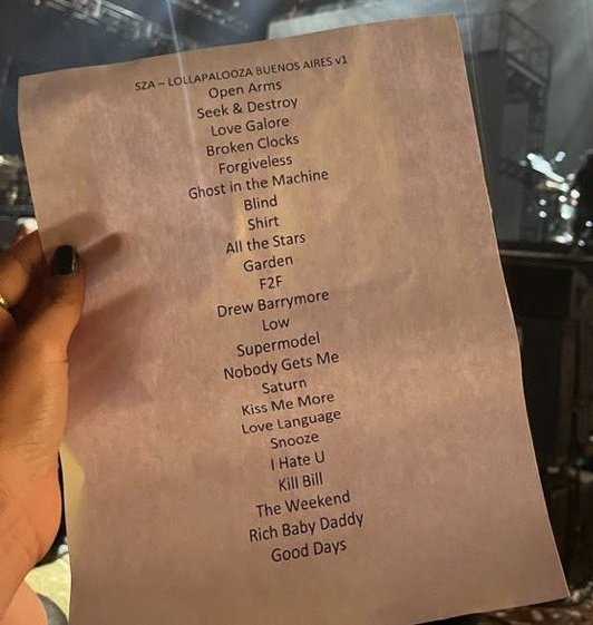 Setlist completa do show de SZA no #LollaAR 🇦🇷!