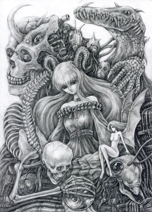 #アナログ絵 #鉛筆画
#絵柄が好みっていう人にフォローされたい  #春の創作クラスターフォロー祭り 
#illustlation #drawing 
空想鉛筆画定期〜。 