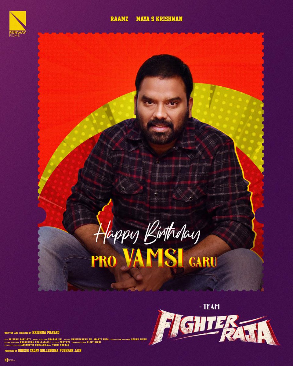 Wishing our stellar PRO Vamsi garu a tremendous year ahead on his birthday 🥳 May your journey continue to be outstanding with blockbuster hits with lifelong health & happiness ❤️ #FighterRaja #HbdVamsiPRO @UrsVamsiShekar