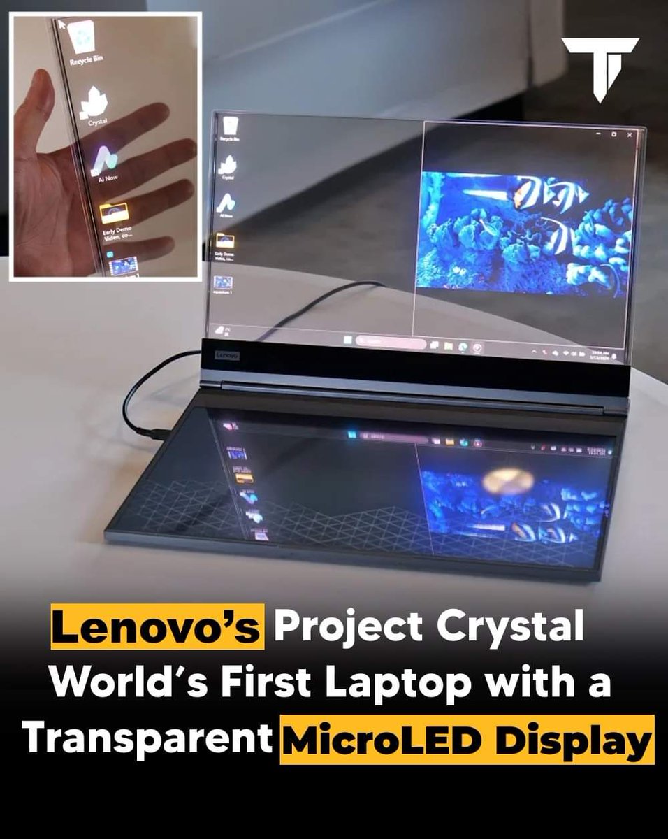 Rajabjpwb's tweet image. Lenovo’s Project Crystal, world’s first laptop with a transparent microLED display.

More Details Here:  engineeringjunkies.com/project-crysta…

#Lenovo #projectcrystal #Laptop