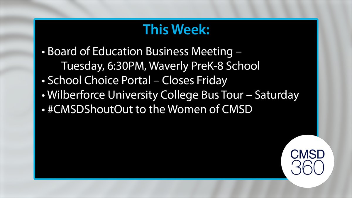 Check out CMSD 360 for happenings around the District during the week of March 17!
youtu.be/q3G2QxexsL0