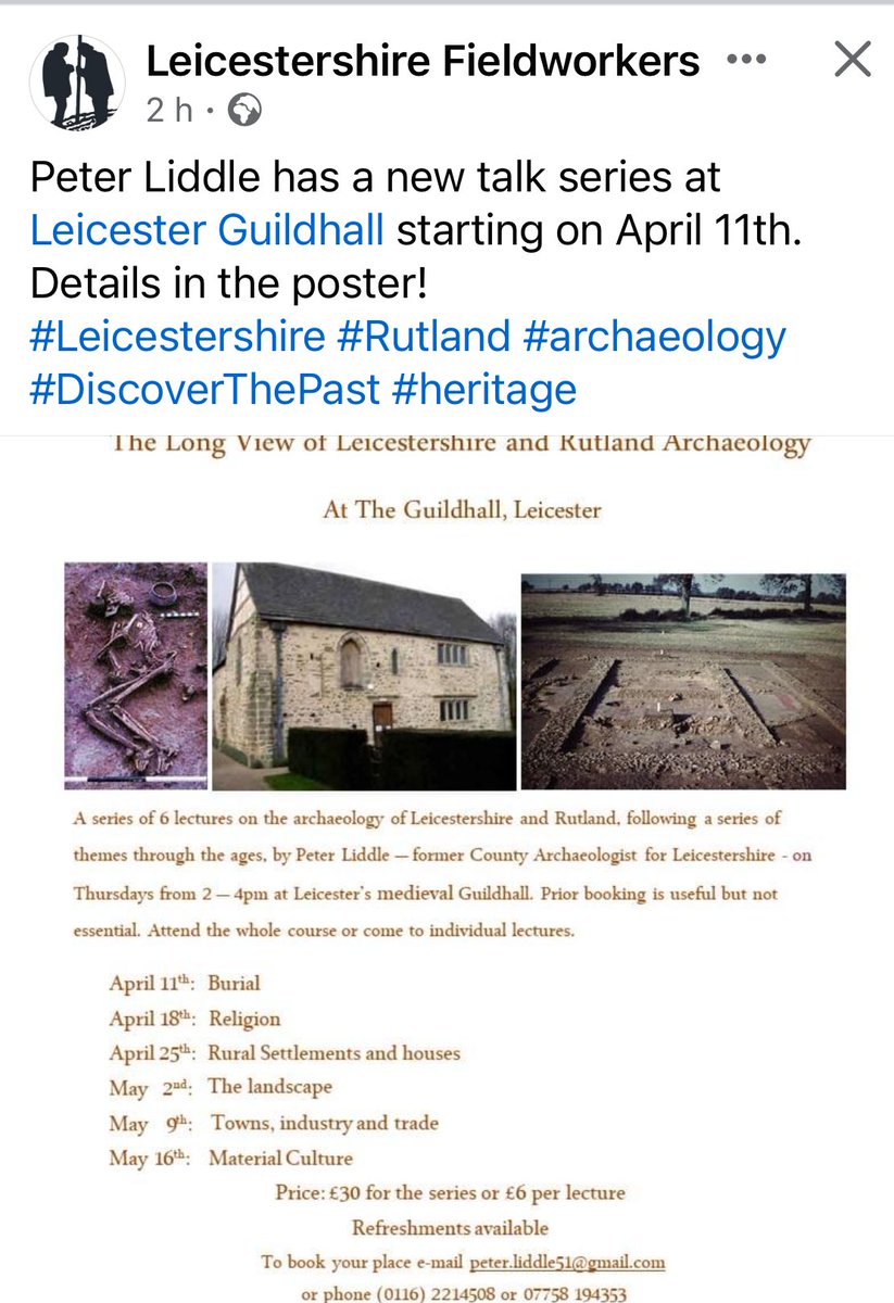 Well this looks interesting. Something for everyone. @visit_leicester @ULASarchaeology @DesfordHeritage facebook.com/share/JY2s2ymX…