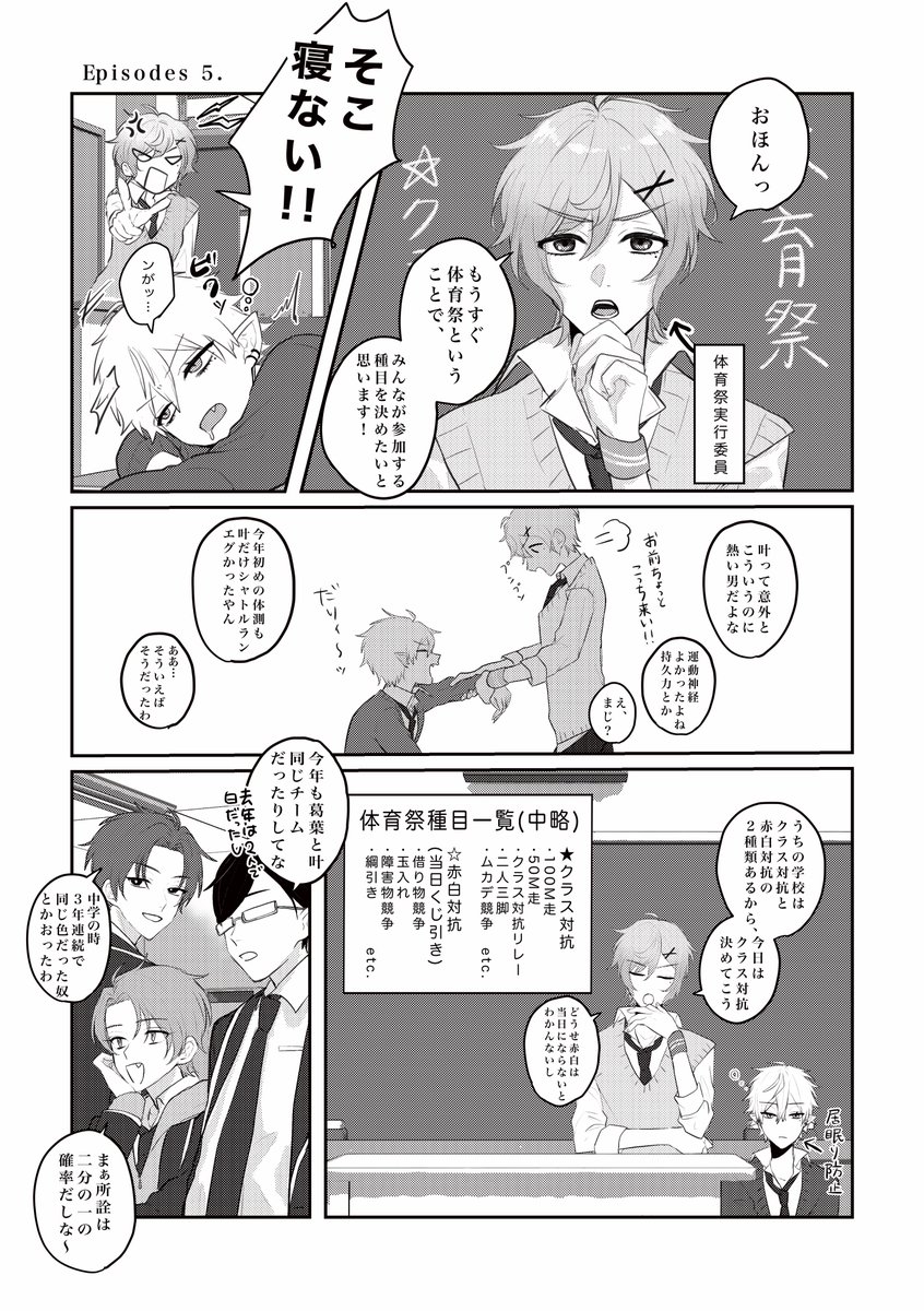 こちらはにじそうさく07にて頒布したくろのわ学パロ漫画「青春讃歌」の1部掲載になってます!

【体育祭編】
※作品の都合上個性の強い顔ありモブキャラがたくさん出ます。
※あらゆる捏造妄想含む
(1/2) 