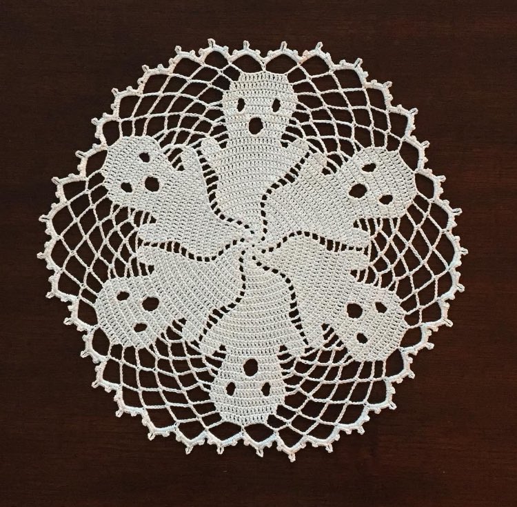 In a strange twist, just before Easter, I find myself crocheting a doily… a ghost 👻 doily - for an order. 🥰
.
I have 2 more listed on Etsy if anyone is interested.  They are made to order.