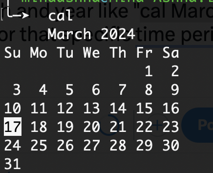 minaashna's tweet photo. I was today years old when I discovered that in the Mac Terminal, you can enter "cal" to display the current calendar, and specify a month and year like "cal March 2000" to view the calendar for that specific period! in case you were wondering which day of the week you were born! https://t.co/E7BKm1qIob